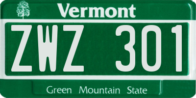 VT license plate ZWZ301