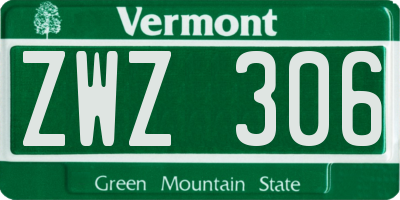 VT license plate ZWZ306
