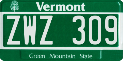 VT license plate ZWZ309