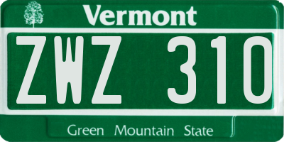VT license plate ZWZ310