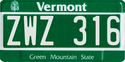 VT license plate ZWZ316