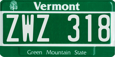 VT license plate ZWZ318