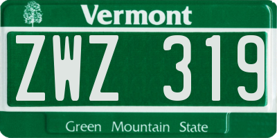 VT license plate ZWZ319