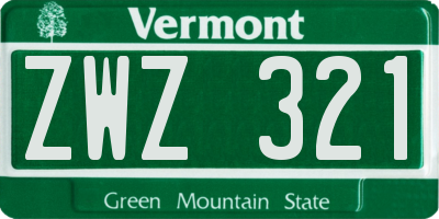 VT license plate ZWZ321