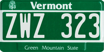 VT license plate ZWZ323