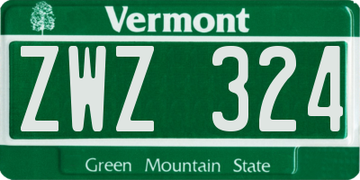 VT license plate ZWZ324