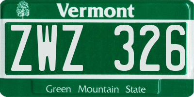 VT license plate ZWZ326