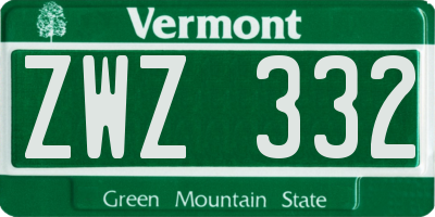 VT license plate ZWZ332