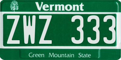 VT license plate ZWZ333