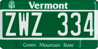 VT license plate ZWZ334