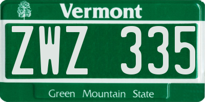 VT license plate ZWZ335