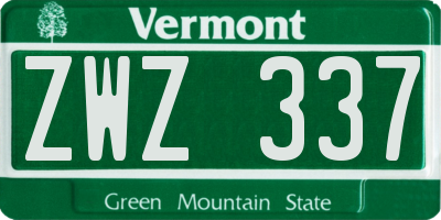VT license plate ZWZ337