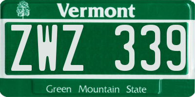 VT license plate ZWZ339