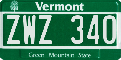 VT license plate ZWZ340