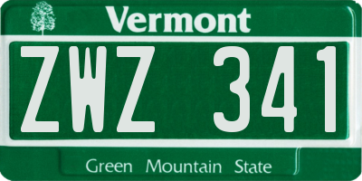 VT license plate ZWZ341