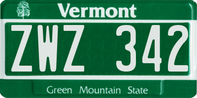 VT license plate ZWZ342