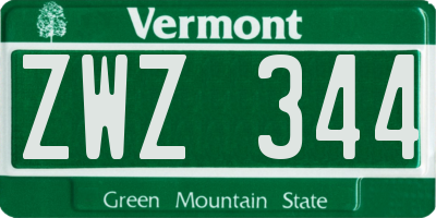 VT license plate ZWZ344