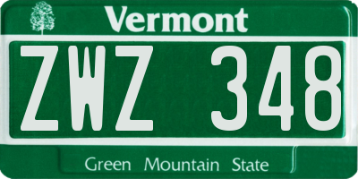 VT license plate ZWZ348