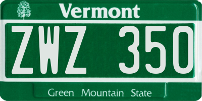 VT license plate ZWZ350