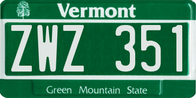 VT license plate ZWZ351