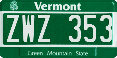 VT license plate ZWZ353