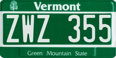 VT license plate ZWZ355