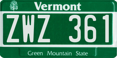 VT license plate ZWZ361