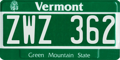 VT license plate ZWZ362