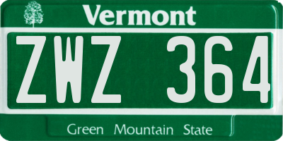 VT license plate ZWZ364