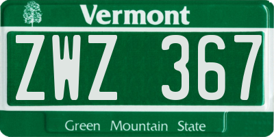 VT license plate ZWZ367
