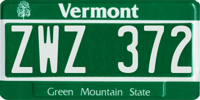 VT license plate ZWZ372