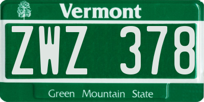 VT license plate ZWZ378