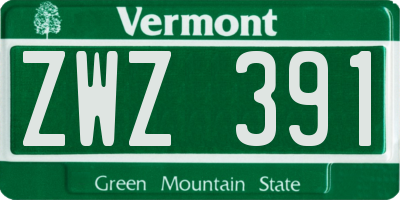 VT license plate ZWZ391