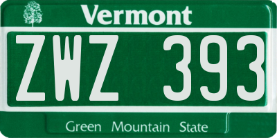 VT license plate ZWZ393