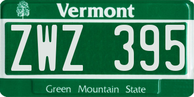 VT license plate ZWZ395