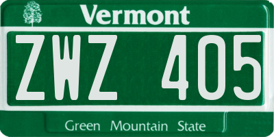 VT license plate ZWZ405