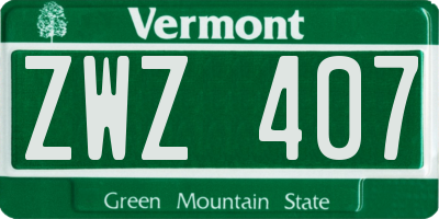 VT license plate ZWZ407