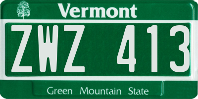 VT license plate ZWZ413