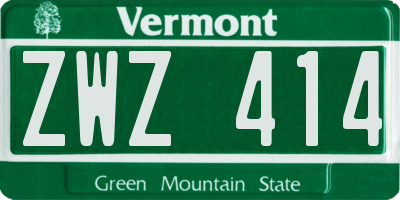 VT license plate ZWZ414