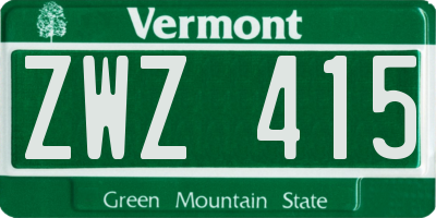 VT license plate ZWZ415