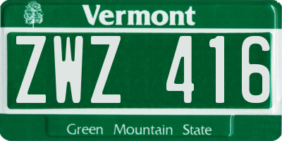 VT license plate ZWZ416