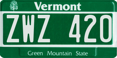 VT license plate ZWZ420