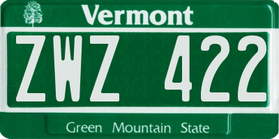 VT license plate ZWZ422