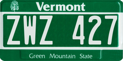 VT license plate ZWZ427