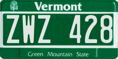 VT license plate ZWZ428