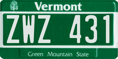 VT license plate ZWZ431