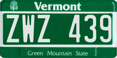 VT license plate ZWZ439