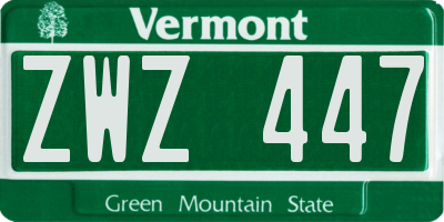 VT license plate ZWZ447