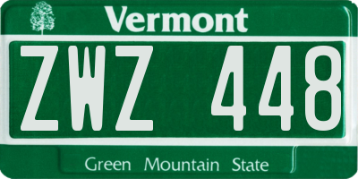 VT license plate ZWZ448