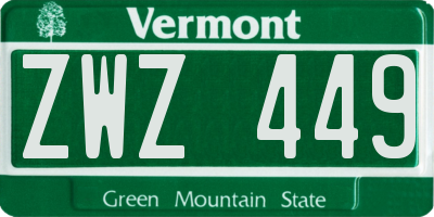 VT license plate ZWZ449